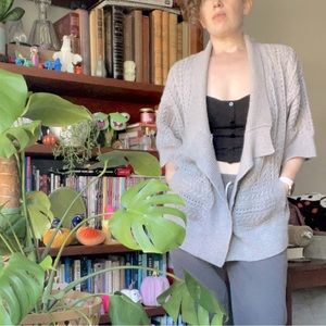 Splendid waterfall cardigan with half sleeves in chunky gray knit